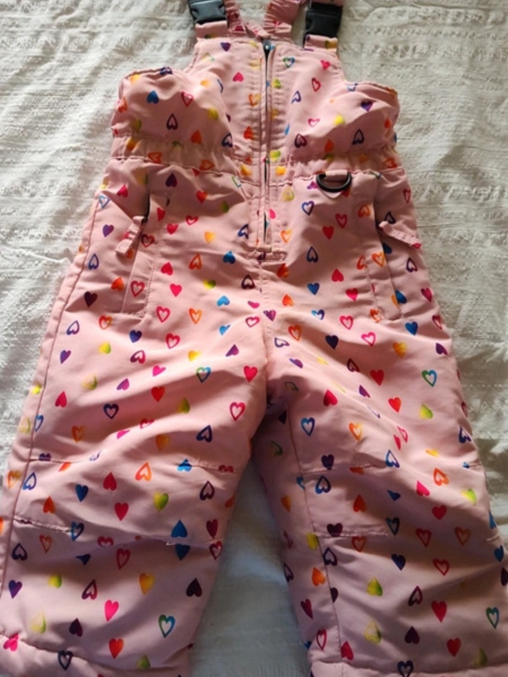 Athletech Pink Heart-Print Insulated Snow Pants-- SIZE 18 MONTHS